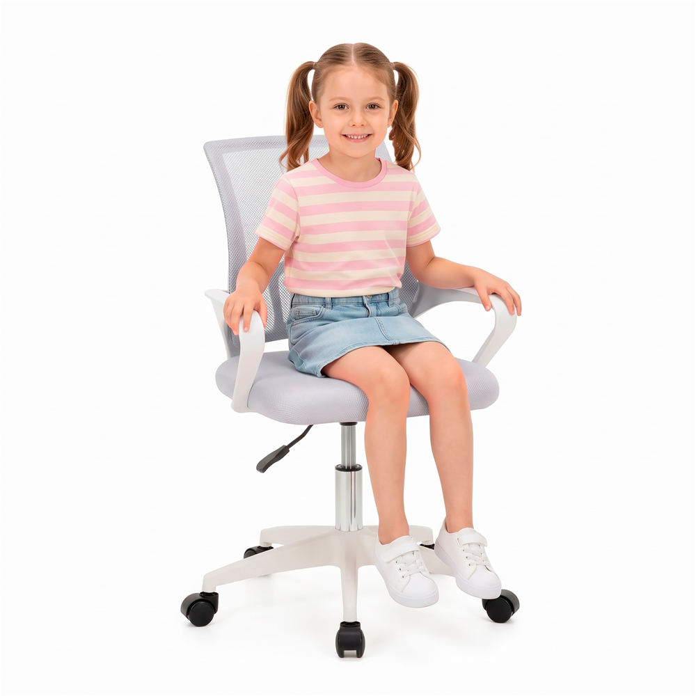 Scaun de birou ergonomic cu spatar din plasa mesh respirabila, sezut tapitat cu burete moale, cotiere pentru sustinere, baza metalica stabila cu 5 roti pivotante, maxim 100 kg, 60x44x83-93 cm, gri - imagine 22