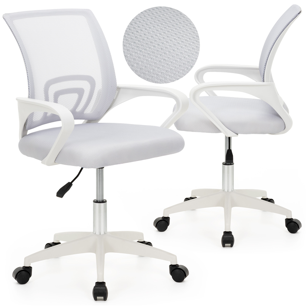 Scaun de birou ergonomic cu spatar din plasa mesh respirabila, sezut tapitat cu burete moale, cotiere pentru sustinere, baza metalica stabila cu 5 roti pivotante, maxim 100 kg, 60x44x83-93 cm, gri - imagine 6