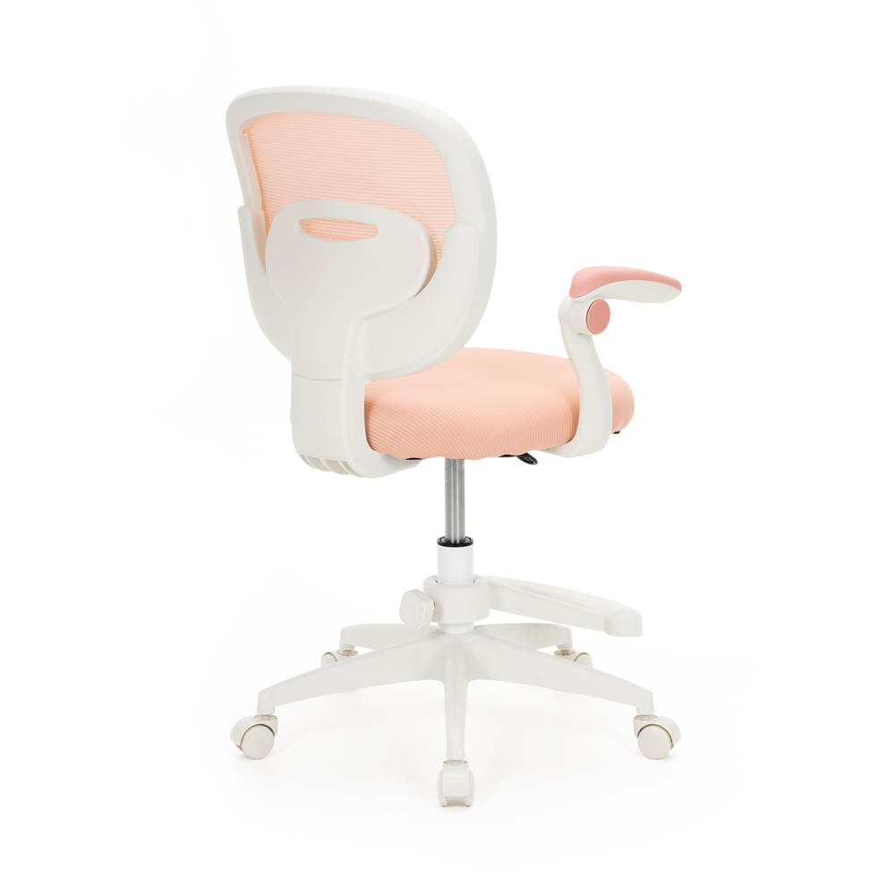 Scaun de birou ergonomic pentru copii, cu spatar din plasa respirabila, sezut tapitat cu burete de 6 cm, inaltime reglabila, cotiere rabatabile si suport pentru picioare, maxim 120 kg, 52x60x81-91 cm, roz - imagine 12