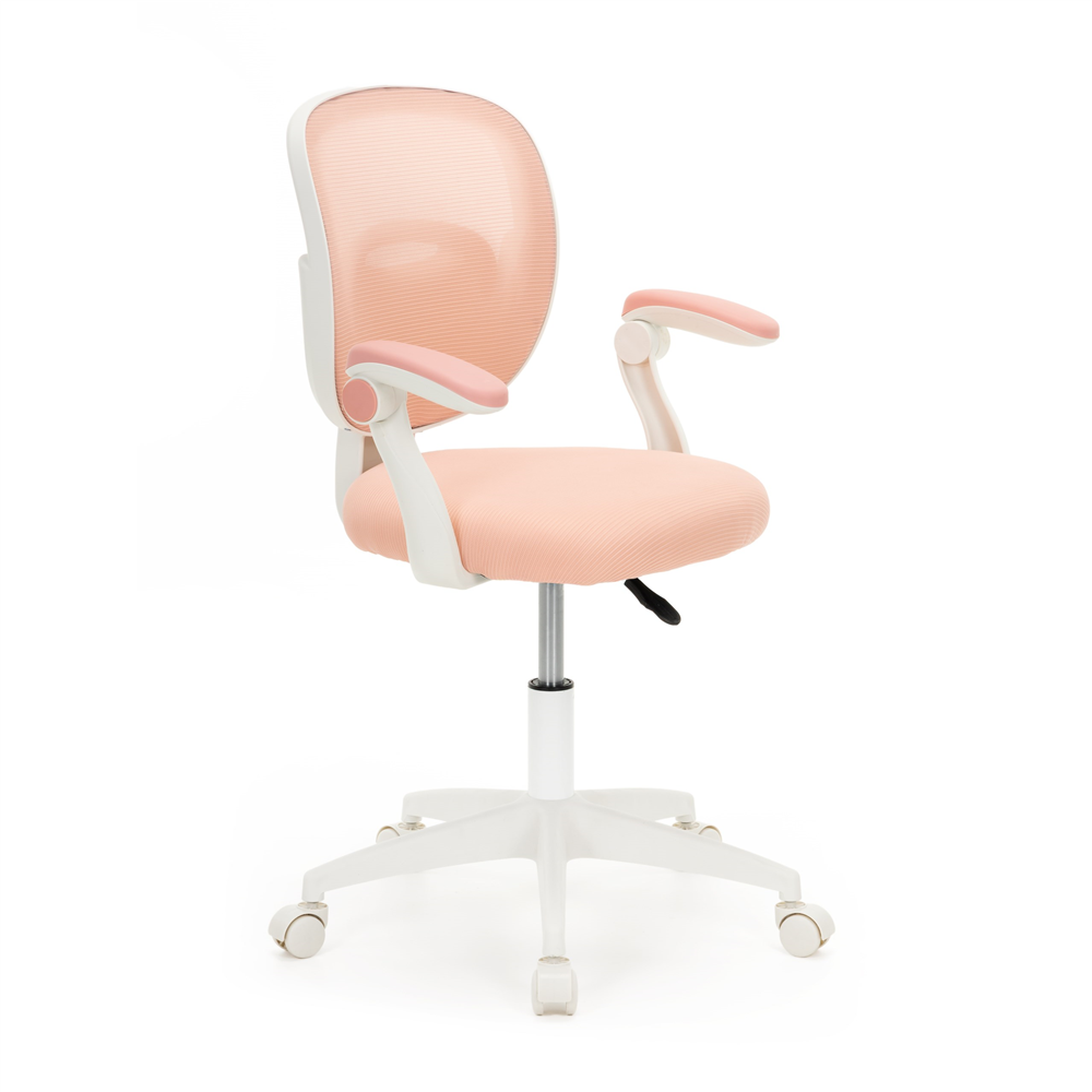 Scaun de birou ergonomic pentru copii, cu spatar din plasa respirabila, sezut tapitat cu burete de 6 cm, inaltime reglabila, cotiere rabatabile si suport pentru picioare, maxim 120 kg, 52x60x81-91 cm, roz - imagine 13