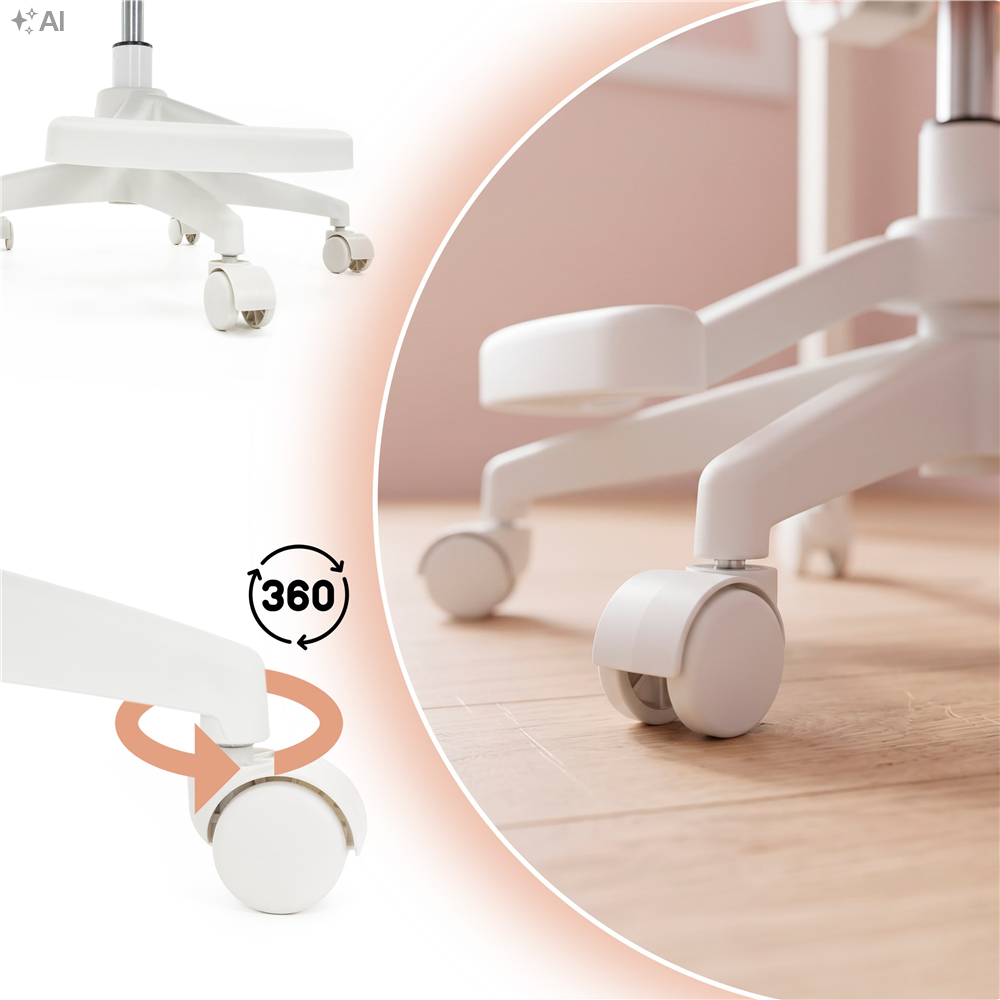 Scaun de birou ergonomic pentru copii, cu spatar din plasa respirabila, sezut tapitat cu burete de 6 cm, inaltime reglabila, cotiere rabatabile si suport pentru picioare, maxim 120 kg, 52x60x81-91 cm, roz - imagine 26