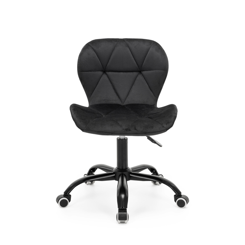 Scaun de birou rotativ cu inaltime reglabila, tapiterie moale din velur si sezut cu umplutura din spuma, baza metalica stabila cu roti pivotante din cauciuc siliconic, maxim 120 kg, 50x47x70-80 cm, negru - imagine 22