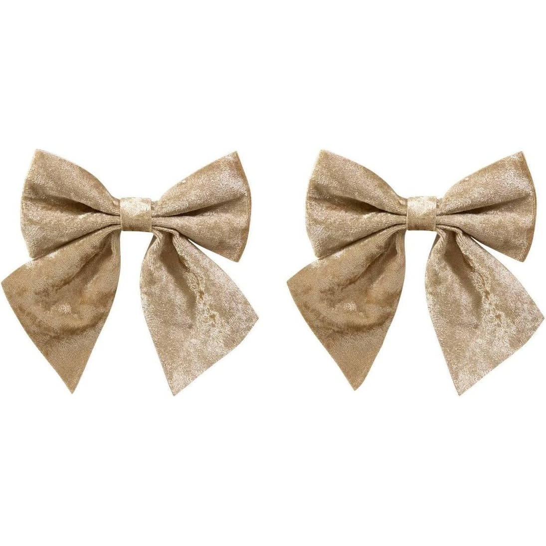 Set 2 fundite decorative din catifea pentru bradul de Craciun, dimensiuni 10x12 cm, material cu textura moale si catifelata, ideale pentru realizarea aranjamentelor de sarbatori, bej - imagine 4