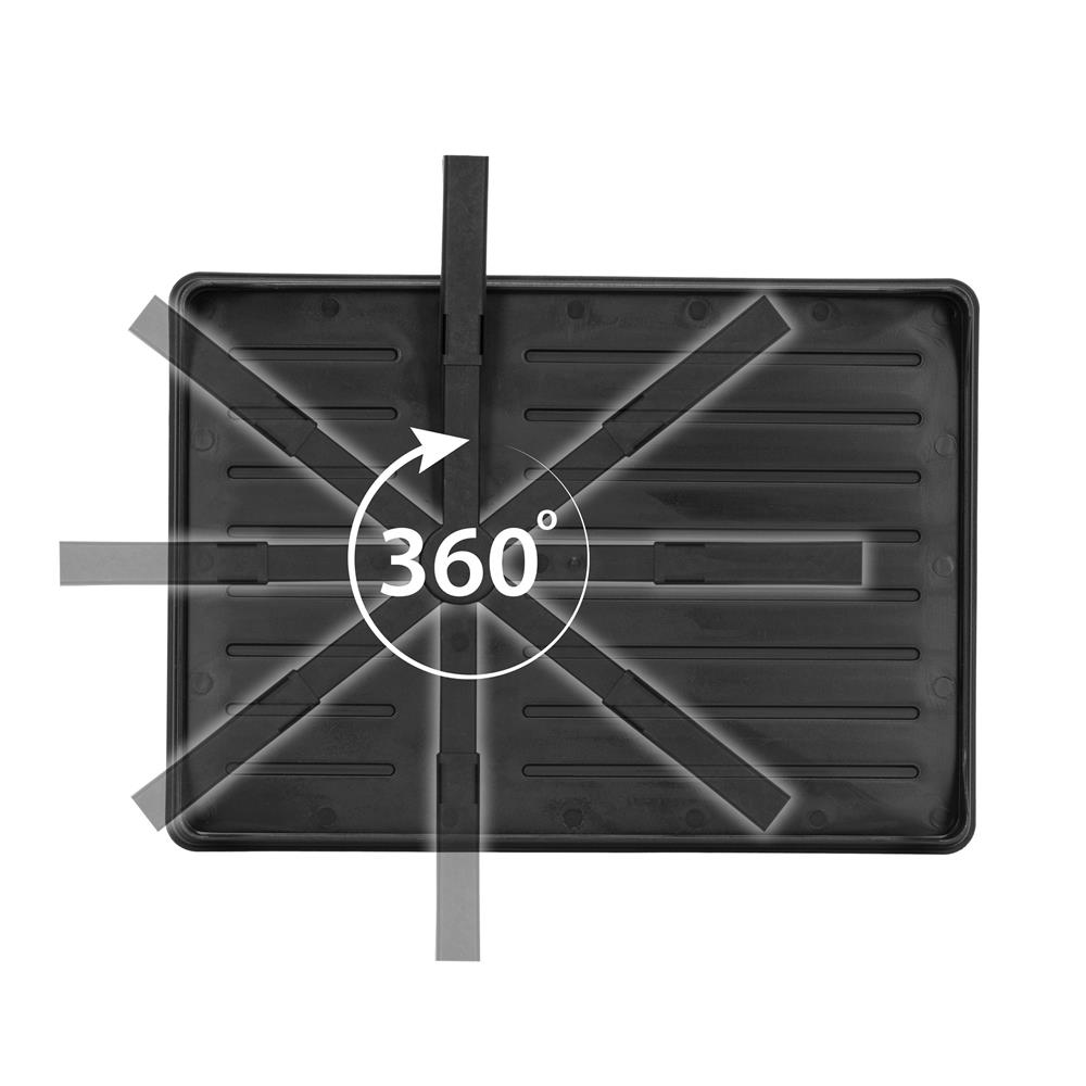 Uscator de vase cu 2 niveluri pentru farfurii, pahare si tacamuri, sistem de scurgere a apei rotativ cu evacuare reglabila, tava de colectare a apei, structura metalica, 42x30x31 cm, negru - imagine 2