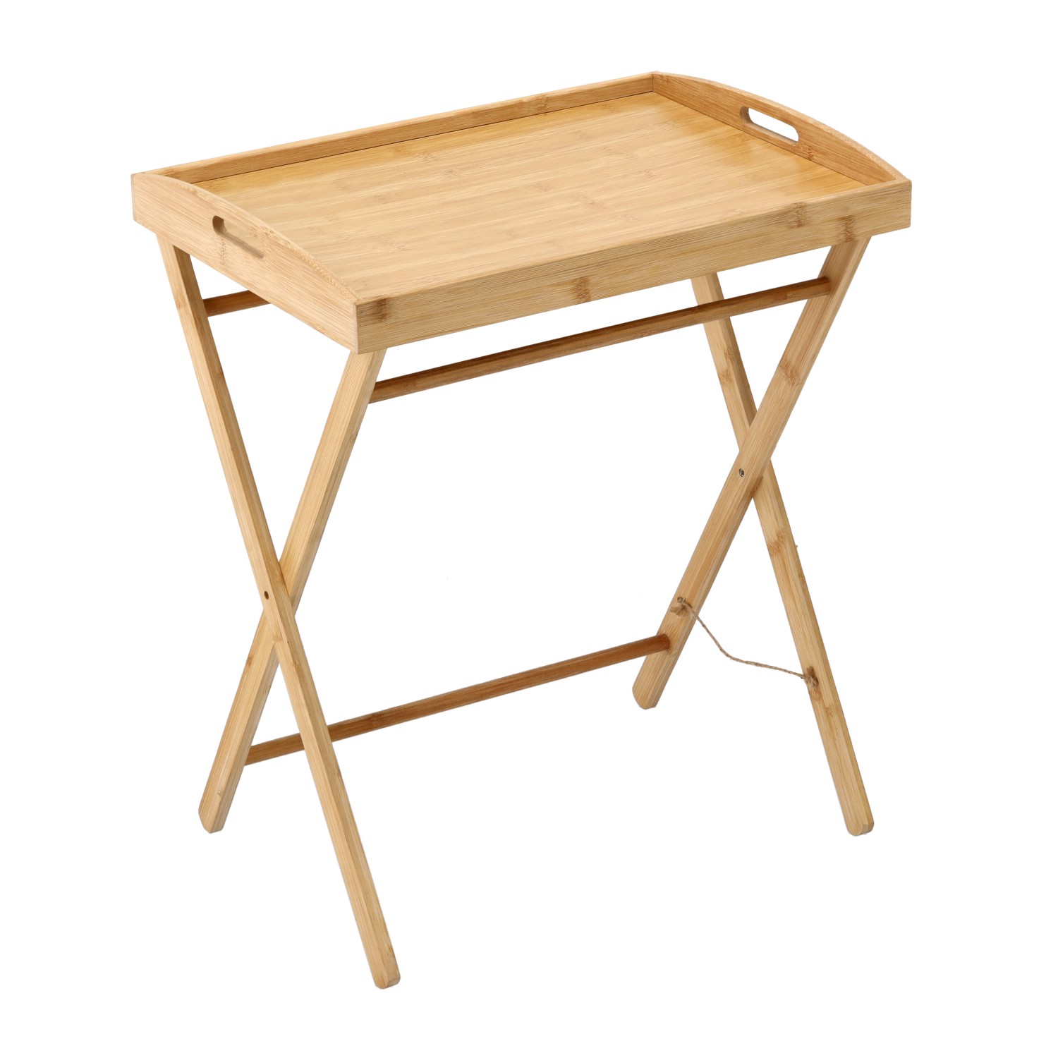 Masuta pliabila din bambus cu tava detasabila pentru servire, masuta auxiliara pentru cafea, mic dejun sau laptop, structura rabatabila, 49x35x59 cm, natur