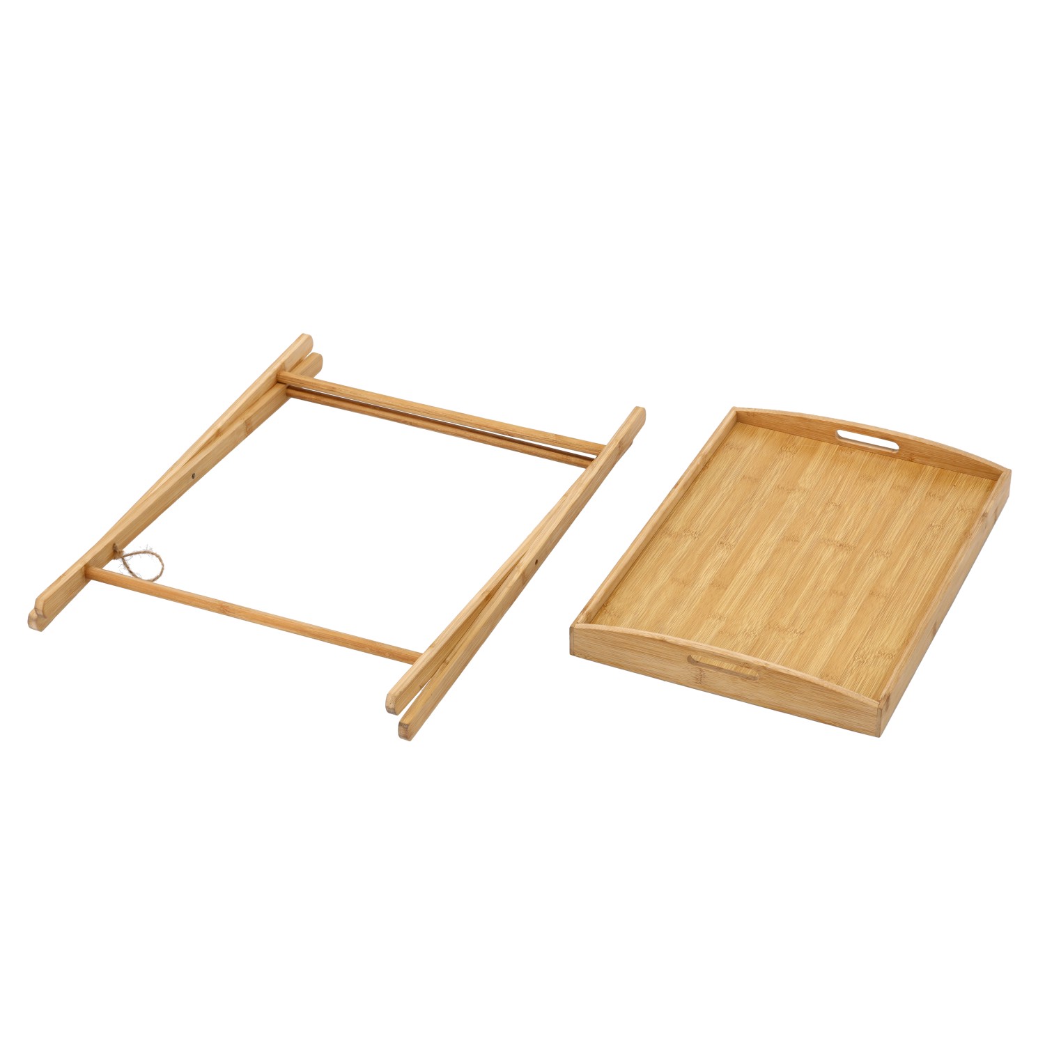 Masuta pliabila din bambus cu tava detasabila pentru servire, masuta auxiliara pentru cafea, mic dejun sau laptop, structura rabatabila, 49x35x59 cm, natur - imagine 8