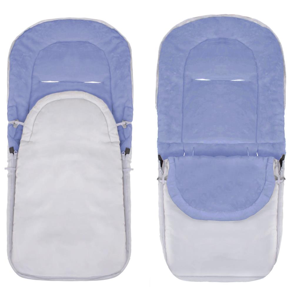 Sac de dormit pentru bebelusi si copii impermeabil, compatibil cu carucioare sport, landouri si sanii, interior din polar moale, orificii pentru centuri, cu geanta de transport, 90x43 cm, gri si albastru - imagine 10
