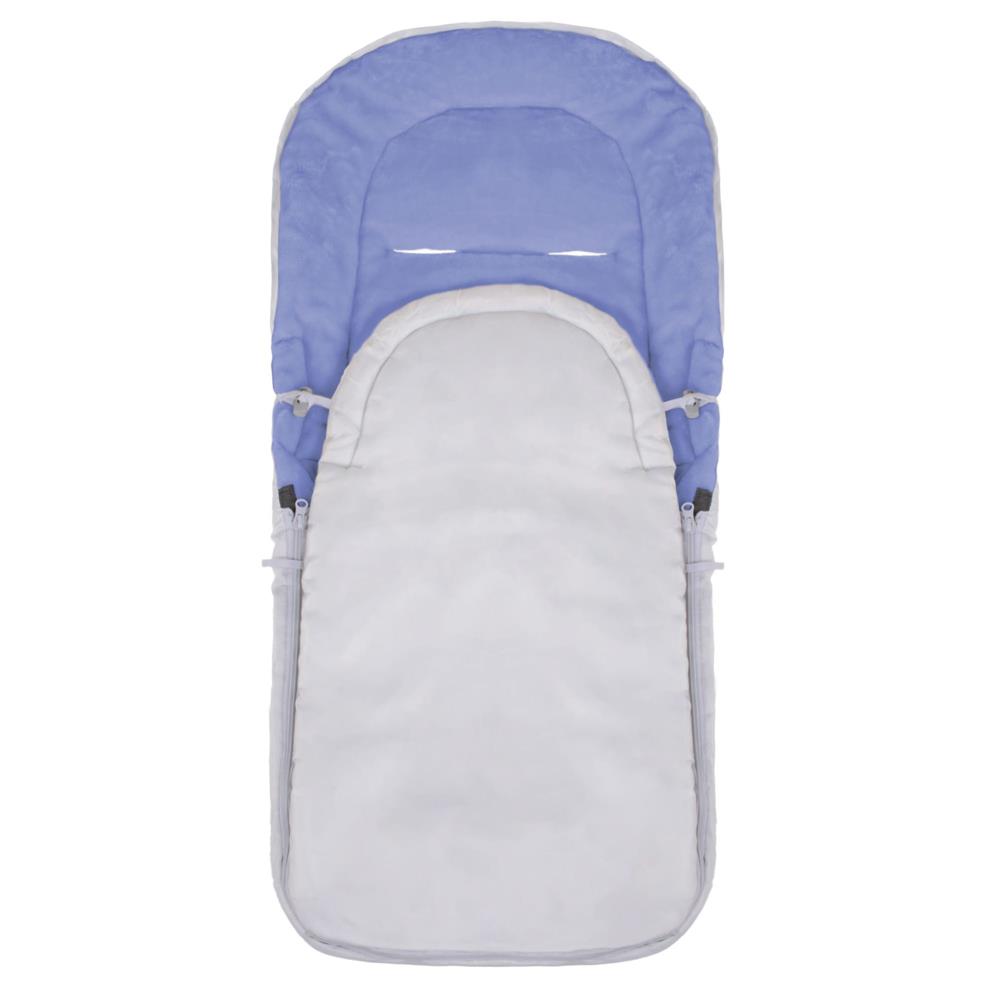 Sac de dormit pentru bebelusi si copii impermeabil, compatibil cu carucioare sport, landouri si sanii, interior din polar moale, orificii pentru centuri, cu geanta de transport, 90x43 cm, gri si albastru - imagine 6