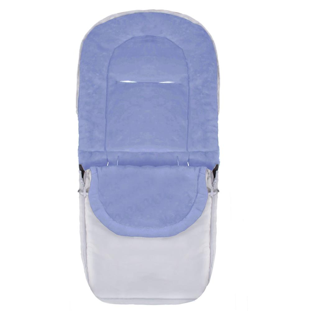 Sac de dormit pentru bebelusi si copii impermeabil, compatibil cu carucioare sport, landouri si sanii, interior din polar moale, orificii pentru centuri, cu geanta de transport, 90x43 cm, gri si albastru - imagine 8