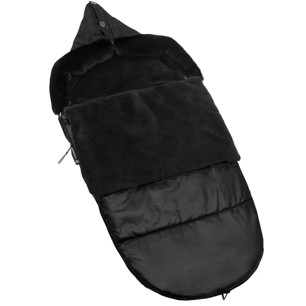 Sac de dormit pentru carucior copii, exterior impermeabil si interior calduros, gluga ajustabila, 2 gulere din blanita detasabile, 2 fermoare pentru acces facil, orificii pentru centuri, 80x40 cm, negru - imagine 16