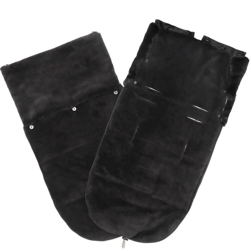 Sac de dormit pentru carucior copii, exterior impermeabil si interior calduros, gluga ajustabila, 2 gulere din blanita detasabile, 2 fermoare pentru acces facil, orificii pentru centuri, 80x40 cm, negru - imagine 4