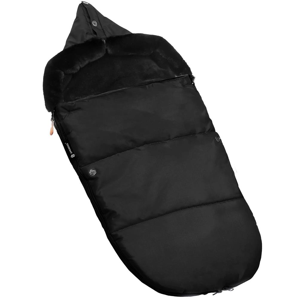 Sac de dormit pentru carucior copii, exterior impermeabil si interior calduros, gluga ajustabila, 2 gulere din blanita detasabile, 2 fermoare pentru acces facil, orificii pentru centuri, 80x40 cm, negru - imagine 23