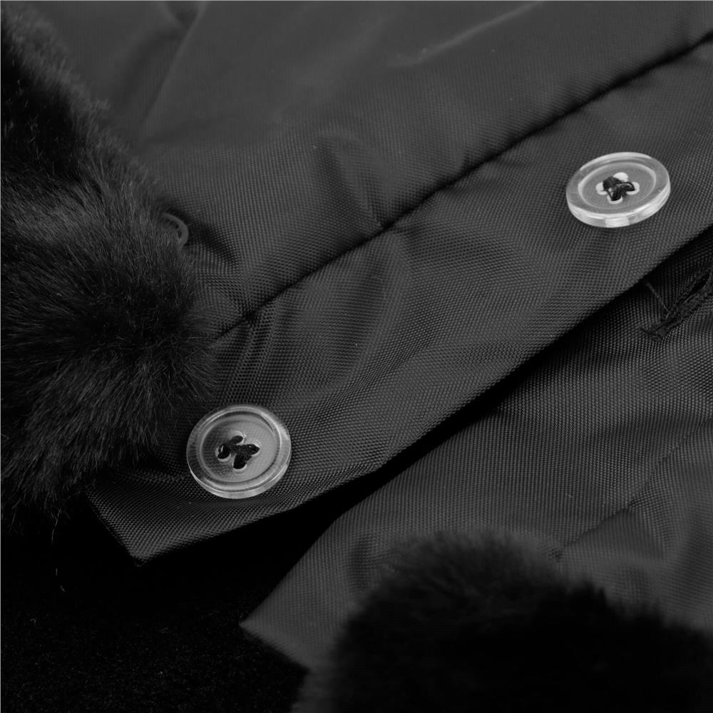 Sac de dormit pentru carucior copii, exterior impermeabil si interior calduros, gluga ajustabila, 2 gulere din blanita detasabile, 2 fermoare pentru acces facil, orificii pentru centuri, 80x40 cm, negru - imagine 6