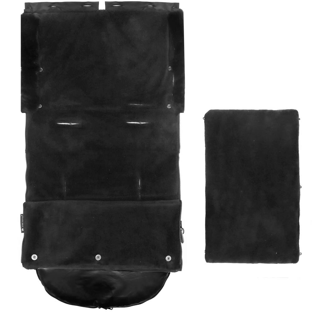 Sac de dormit pentru carucior copii, exterior impermeabil si interior calduros, gluga ajustabila, 2 gulere din blanita detasabile, 2 fermoare pentru acces facil, orificii pentru centuri, 80x40 cm, negru - imagine 10