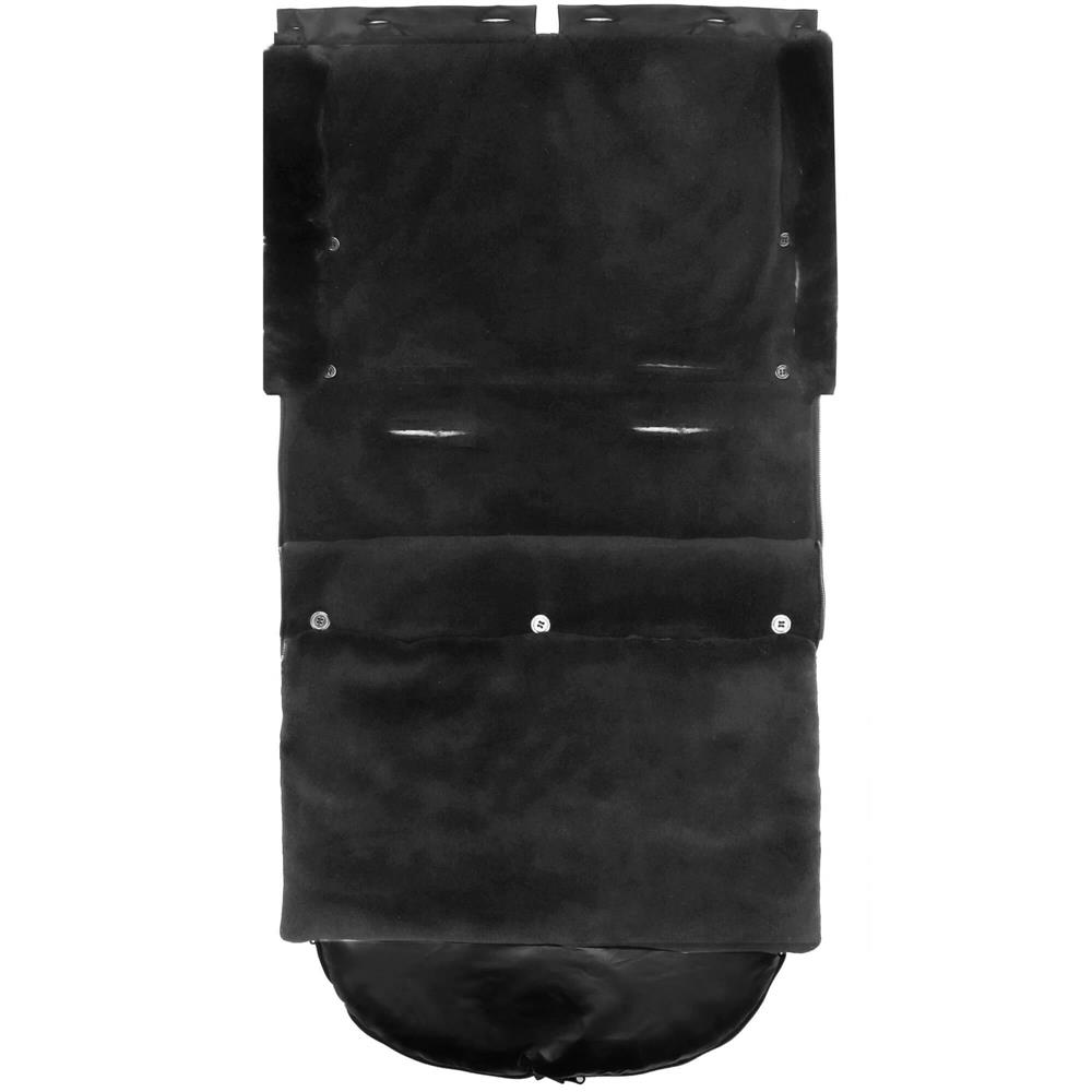 Sac de dormit pentru carucior copii, exterior impermeabil si interior calduros, gluga ajustabila, 2 gulere din blanita detasabile, 2 fermoare pentru acces facil, orificii pentru centuri, 80x40 cm, negru - imagine 11