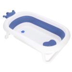 Cadita de baie pliabila pentru bebelusi cu dop de scurgere termosensibil care isi schimba culoarea in apa calda, capacitate 40 L, pentru copii pana la 12 luni, 83x50x23 cm, alb