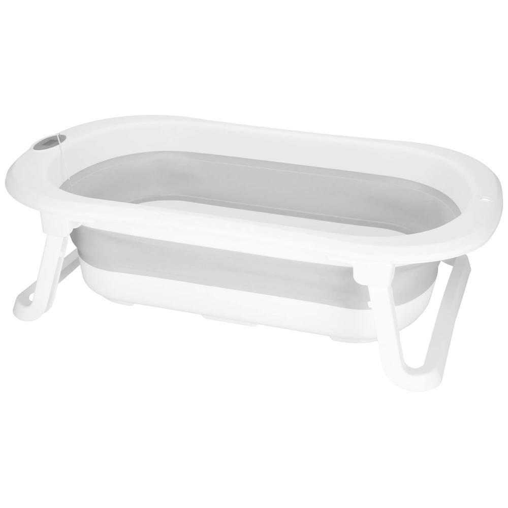 Cadita de baie pliabila pentru bebelusi cu termometru electronic LCD si perna de sustinere, capacitate 40 L, dop de scurgere, pentru copii pana la 12 luni, 79x49x22 cm, alb si gri - imagine 41
