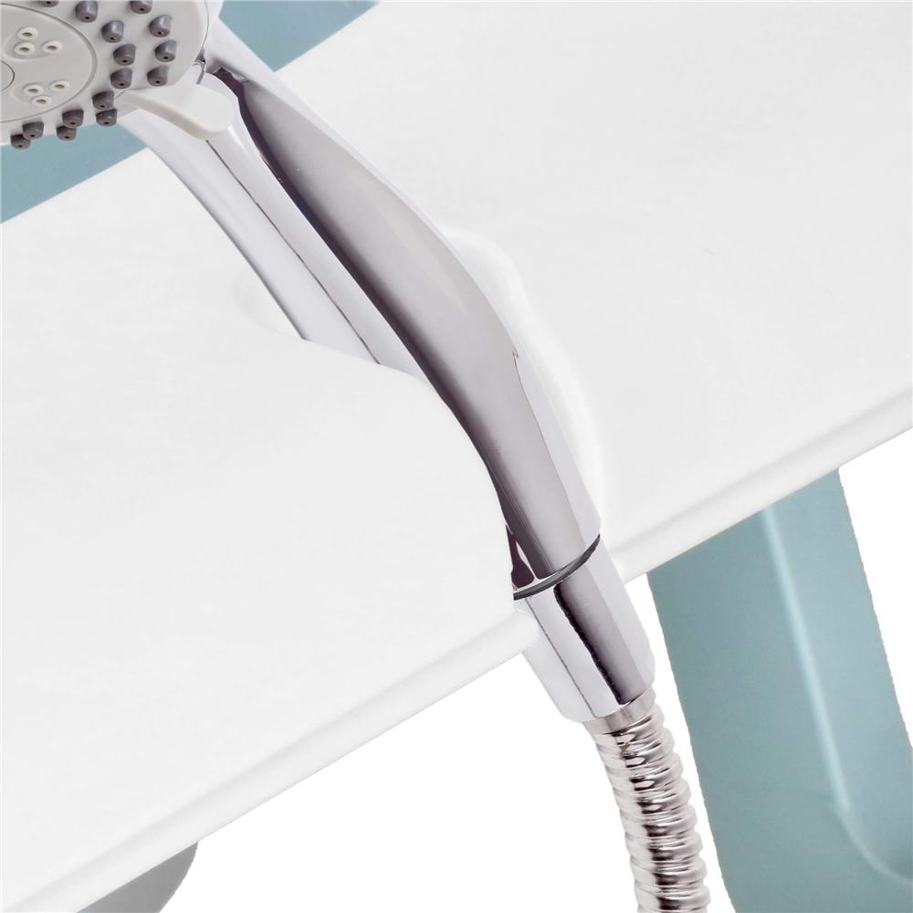 Cadita de baie pliabila pentru bebelusi cu termometru electronic LCD si perna de sustinere inclusa, capacitate 35 L, dop de scurgere, pentru copii pana la 12 luni, 82x52x22 cm, alb si albastru - imagine 22